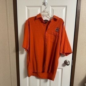 Antigua mens auburn button up orange shirt sz L